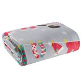 Miękki koc świąteczny CHRISTMAS 150X200 szary+czerwony