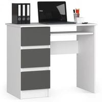Biurko komputerowe, szuflady, lewe, ASTOR, 90x50x77, biel | TYLETEGOTU