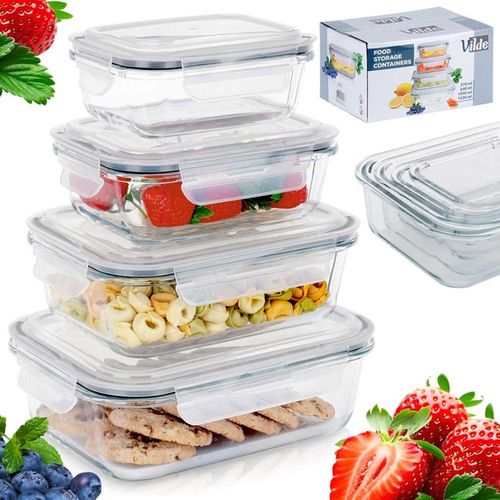 ZESTAW SZKLANYCH POJEMNIKÓW NA ŻYWNOŚĆ Z POKRYWAMI I USZCZELKAMI 229151 na Arena.pl