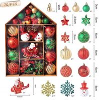 BOMBKI OZDOBY CHOINKOWE BOMBKI NA CHOINKE ZESTAW OZDÓB NA CHOINKĘ 70 SZT