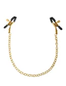 Zaciski Na Sutki Połączone Łańcuszkiem Złote  Fetish Gold Nipple Clamps