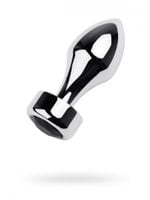 silver anal plug toyfa metal with black round shaped gem, length 8,2 cm gr