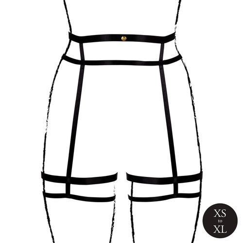 Double Strap Garter Belt With Adjustable Sliders - One Size - Black na Arena.pl