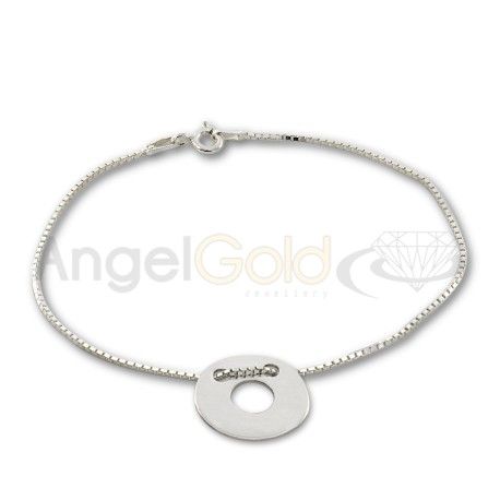 SREBRNA BRANSOLETKA CELEBRYTKA KÓŁKO Z DZIURKĄ PRÓBA SREBRA 925 GRAWER GRATIS na Arena.pl