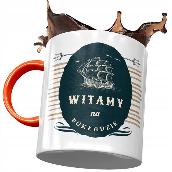 Kubek Pomarańczowy Powitanie Przywitanie W Pracy Z Nadrukiem Ze Zdjęciem zdjęcie 1