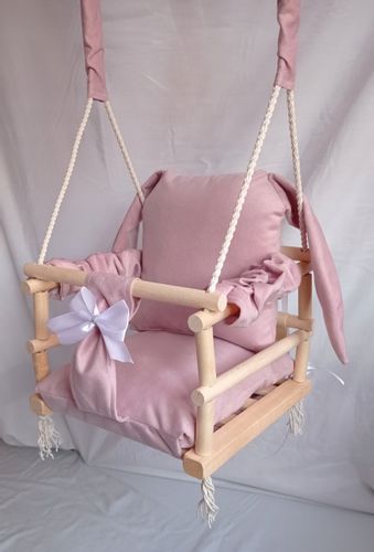 HUŚTAWKA 3w1 DLA DZIECI króliczek kolor RÓŻOWY na Arena.pl