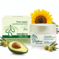 MACROVITA Olive.elia Time Repair naturalny krem przeciwzmarszczkowy na noc z bio-oliwą i awokado do wszystkich rodzajów cery 50ml