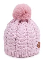 Czapka zimowa dziewczęca z pomponem logo różowa 46-48 YOCLUB