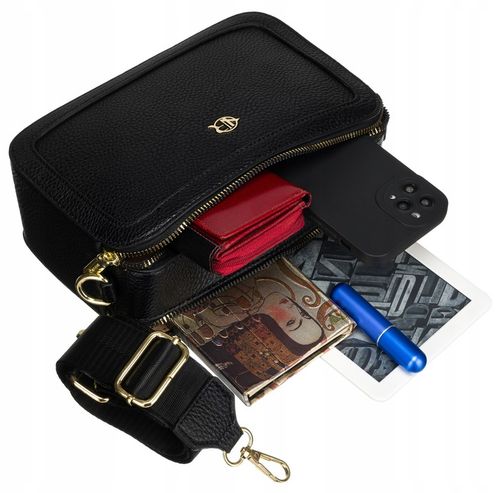 Torebka damska listonoszka na ramię czarna ROVICKY mała torba na pasku na Arena.pl