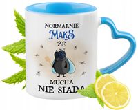 Dla Maksa Kubek Błękitny Z Uszkiem W Kształcie Serca Na Prezent Z Nadrukiem