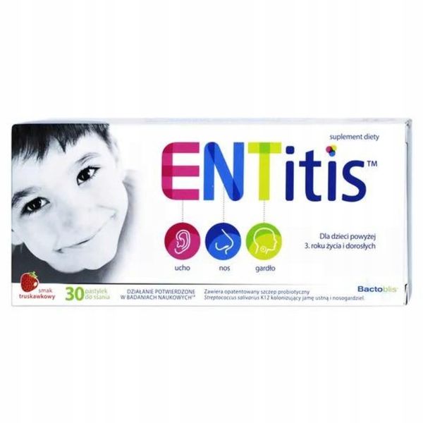 ENTitis Smak truskawkowy 30 pastylek zdjęcie 1