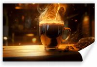 Fototapeta kuchenna PREMIUM STRUKTURA ZMYWALANA gorąca filiżanka kawy