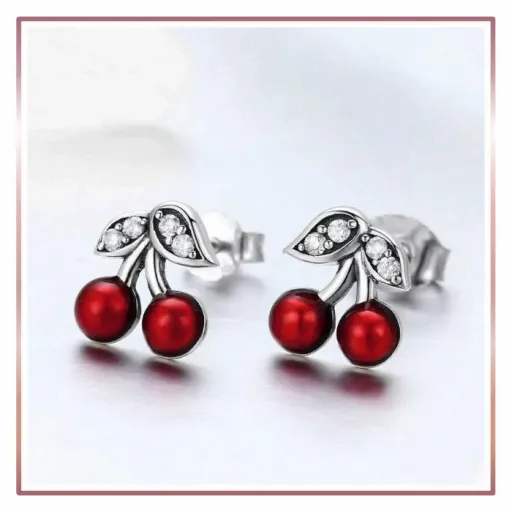 Srebrne kolczyki SŁODKIE WIŚNIE zdjęcie 4