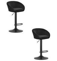 Hoker czarny aksamit na czarnej bazie elegancki obrotowy barowy x2