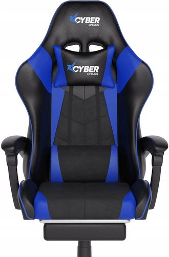 FOTEL GAMINGOWY CYBER CHAIRS X-POWER BLUE - BIUROWY Z MASAŻEM I PODNÓŻKIEM na Arena.pl