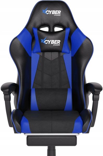 FOTEL GAMINGOWY CYBER CHAIRS X-POWER BLUE - BIUROWY Z MASAŻEM I PODNÓŻKIEM zdjęcie 1