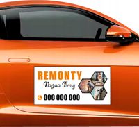 Magnes na samochód reklama magnetyczna 60x30 cm REMONTY NAZWA FIRMY