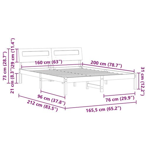 Ramka łóżka Woskowy brąz 160 x 200 cm Lite drewno sosnowe na Arena.pl