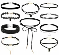 Zestaw 10 szt CHOKER naszyjnik rzemyk koronka boho