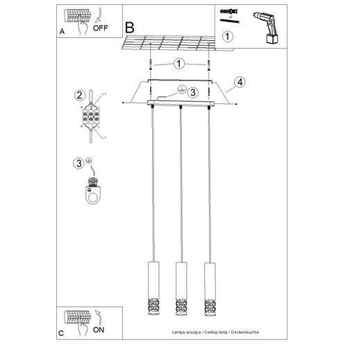 Lampa wisząca LIRO 3L biały na Arena.pl