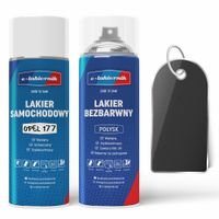 lakier samochodowy w sprayu + bezbarwny połysk opel 177 gris tech
