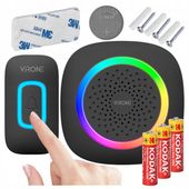 DZWONEK BEZPRZEWODOWY DO DRZWI FURTKI NA BATERIE LED RGB WODOODPORNY