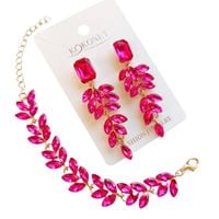 Komplet biżuterii kolczyki bransoletka różowe cyrkonie efektowne dodatki