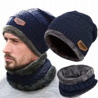 CZAPKA I KOMIN ZESTAW MĘSKA ZIMOWA DWUWARSTWOWA