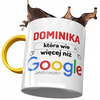 Kubek Żółty Dla Dominiki Żony Koleżanki Na Prezent Z Nadrukiem Ze Zdjęciem
