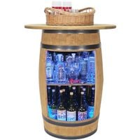 Szafka beczka LED do salonu na alkohol rozkładany blat taca wiklina 83x62