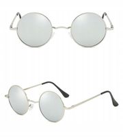 SREBRNE LENONKI OKRĄGŁE Okulary PRZECIWSŁONECZNE