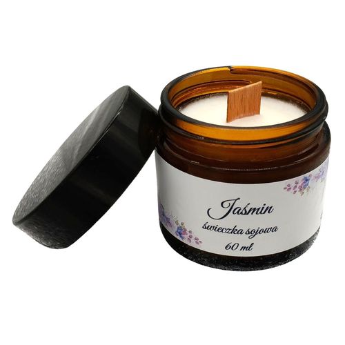 Świeczka Sojowa Jaśmin 60 ml – Ręcznie Robiona Drewniany Knot na Arena.pl