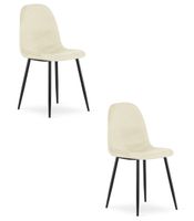 Krzesło tapicerowane COMO beżowe aksamit 2 szt. nogi czarne loft kuchnia