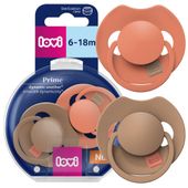 LOVI Smoczek uspokajający dynamiczny PRIME 6-18m Granola / Orange 2 SZTUKI