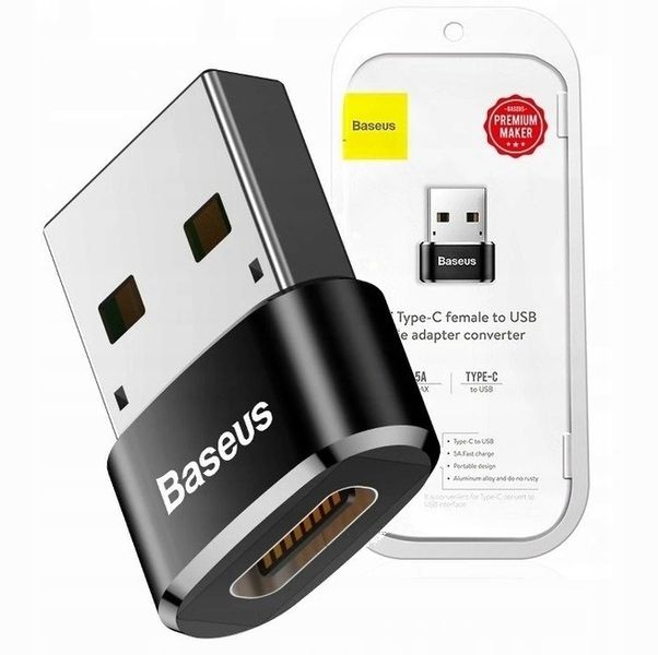 Adapter BASEUS USB-C do USB-A mały 3A Przejściówka nowy kabel do ładowarki zdjęcie 1