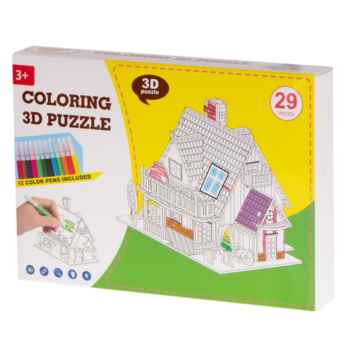 Puzzle 3D do kolorowania domek 29el. na Arena.pl