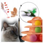 ZABAWKI INTERAKTYWNE DLA KOTA WIEŻA PIŁECZKI WĘDKA PTASZEK LASER