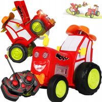 TRAKTOR AUTKO ZDALNIE STEROWANE CIĄGNIK RC CZERWONY ŚWIECI SKACZE TAŃCZY
