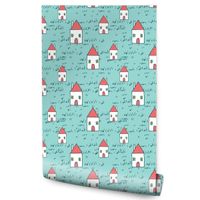 Tapeta Do Pokoju Dziecięcego Rysowane DOMKI Trawa