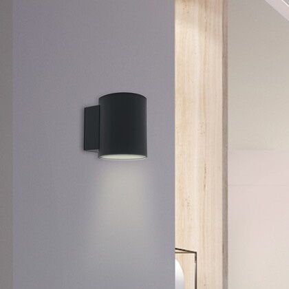 Minimalistyczna LAMPA ścienna KAUNAS 7020 Rabalux okrągły kinkiet metalowy do salonu czarny na Arena.pl