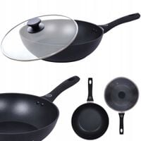 WOK PATELNIA Z POKRYWKĄ NIEPRZYWIERAJĄCA SOLIDNA ŻAROODPORNA MG HOME 28CM