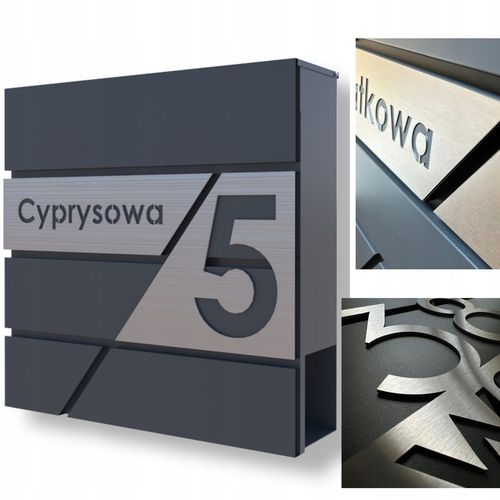 SKRZYNKA NA LISTY Z ADRESEM (tabliczka STAL nierdzewna LASER),, wzór na Arena.pl