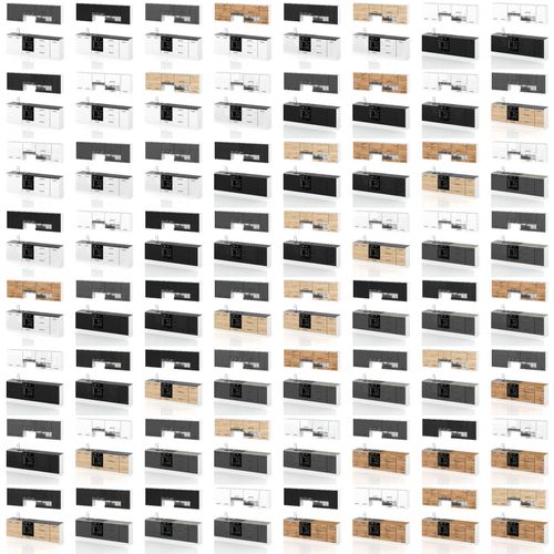 Meble Kuchenne Nowoczesna Kuchnia Marocco 2.6m Biały Połysk Dąb Sonoma na Arena.pl