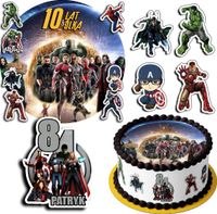 ZESTAW OPŁATEK NA TORT 20CM + 17 POSTACI - AVENGERS + IMIĘ 15CM 18CM