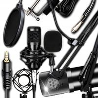 Mikrofon Studyjny Pojemnościowy JACK Gamingowy Statyw Filtr Youtube Zestaw
