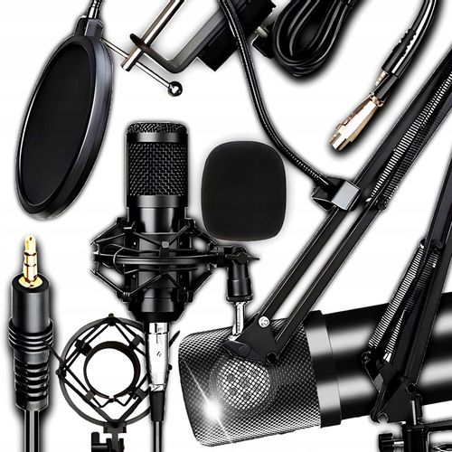 Mikrofon Studyjny Pojemnościowy JACK Gamingowy Statyw Filtr Youtube Zestaw na Arena.pl
