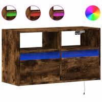 Ścienna szafka TV z LED, przydymiony dąb, 80x31x45 cm