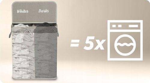 BAMBUSOWY KOSZ NA PRANIE BIELIZNĘ DUŻY POJEMNIK Z POKRYWĄ 2 KOMORY 100L na Arena.pl