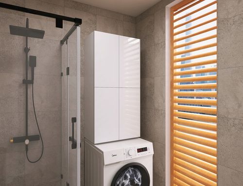 Szafka łazienkowa nad pralkę wisząca do łazienki biała fronty POŁYSK na Arena.pl