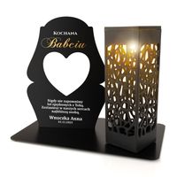 Znicz SOLARNY Ażurowy z Podstawką dla BABCI, DEDYKACJA, PAMIĄTKA